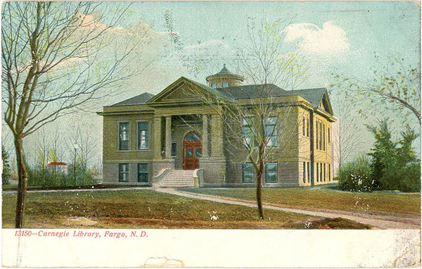 Fargo North Dakota Carnegie Library Vintage Postcard 1908 - Vintage Postcard Boutique