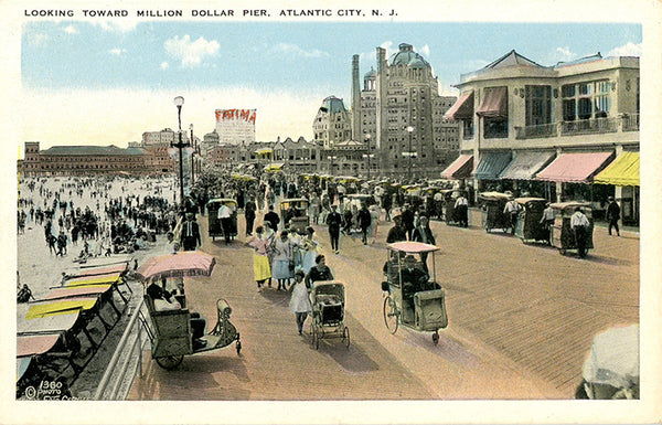 Atlantic City New Jersey Million Dollar Pier Rolling Chairs Vintage Postcard circa 1915 (unused) - Vintage Postcard Boutique