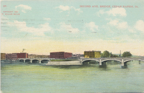 Cedar Rapids Iowa Second Ave Bridge Vintage Postcard 1909 - Vintage Postcard Boutique