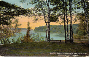 Burlington Vermont Lake Champlain Queen City Park Vintage Postcard 1913 - Vintage Postcard Boutique