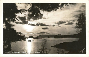 Channel Island at Sunset Alaska RPPC Vintage Postcard 1941 - Vintage Postcard Boutique
