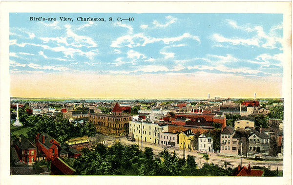 Charleston South Carolina Bird's Eye View Vintage Postcard circa 1920 (unused) - Vintage Postcard Boutique