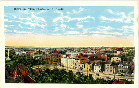 Charleston South Carolina Bird's Eye View Vintage Postcard circa 1920 (unused)