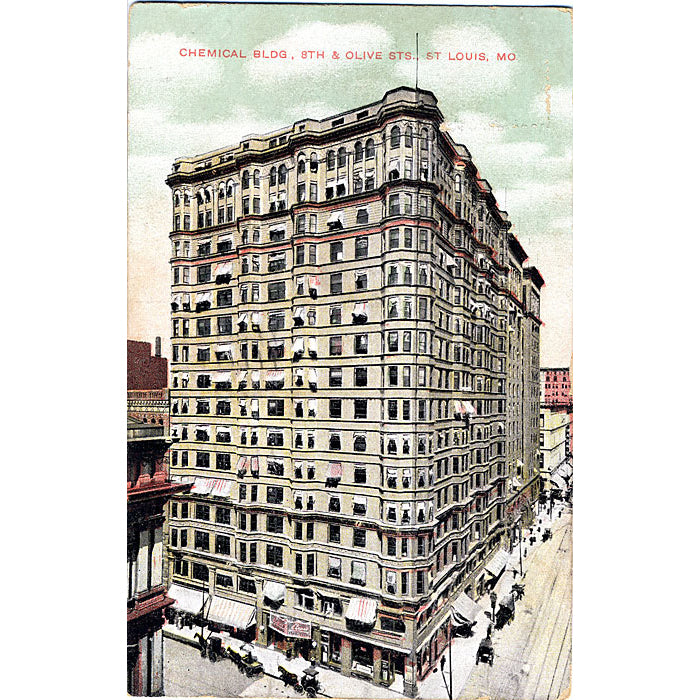 St. Louis Missouri Chemical Bldg Olive Street Vintage Postcard 1908 - Vintage Postcard Boutique