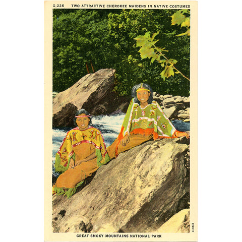 Cherokee Indian Maidens Great Smoky Mountains National Park Vintage Postcard (unused) - Vintage Postcard Boutique