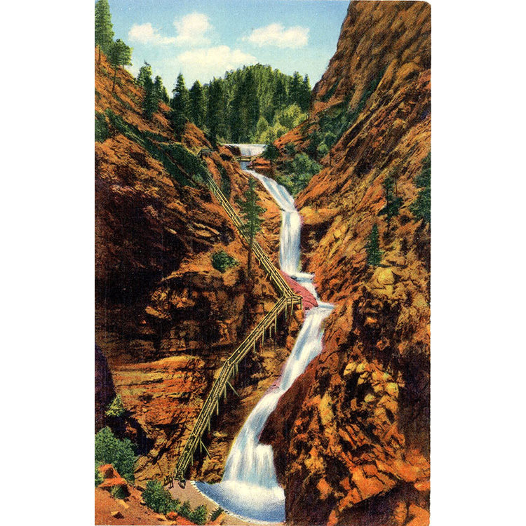 Seven Falls South Cheyenne Canon Pikes Peak Region Colorado Vintage Postcard (unused)