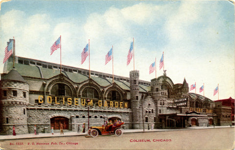 Chicago Coliseum Illinois Old Autos circa 1910 Postcard - Vintage Postcard Boutique