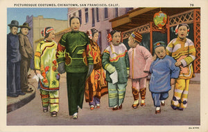 San Francisco California Chinatown Children Picturesque Costumes Vintage Postcard 1940s (unused) - Vintage Postcard Boutique