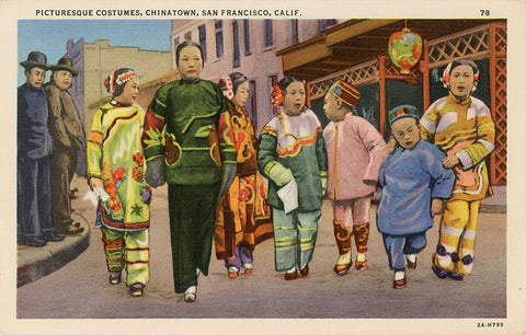 San Francisco California Chinatown Children Picturesque Costumes Vintage Postcard 1940s (unused) - Vintage Postcard Boutique