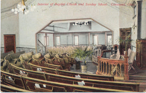 Conneaut Ohio Baptist Church Interior Vintage Postcard - Vintage Postcard Boutique