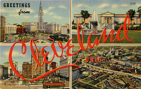 Cleveland Ohio Large Letter Multi View Vintage Postcard (unused) - Vintage Postcard Boutique