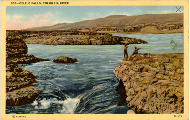 Columbia River Oregon Celilo Falls Tribal Fishing Area Vintage Postcard (unused) - Vintage Postcard Boutique