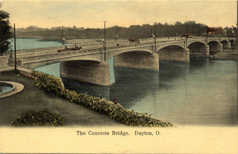 Dayton Ohio Concrete Bridge Miami River Horse Buggy Vintage Postcard circa 1900s (unused) - Vintage Postcard Boutique