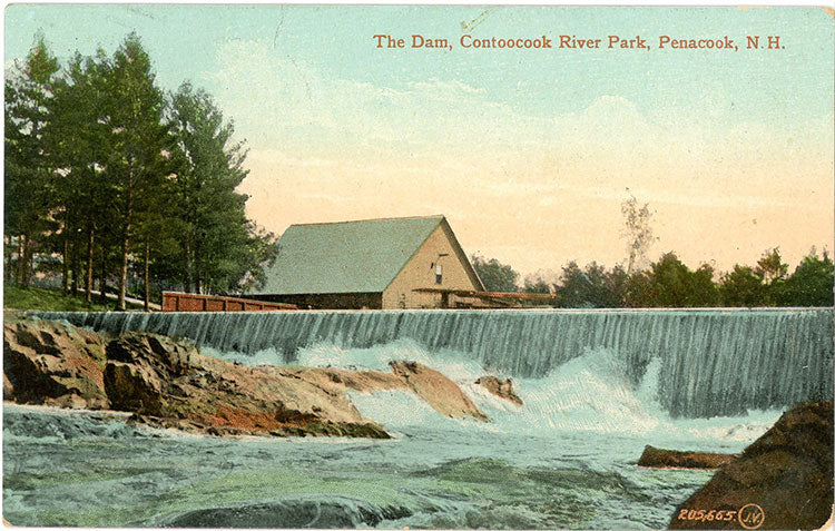 Contoocook River Park Dam Penacook New Hampshire VIntage Postcard 1921 - Vintage Postcard Boutique