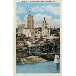 Cincinnati Ohio Skyline Ohio River Vintage Postcard 1930s (unused) - Vintage Postcard Boutique
