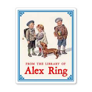 Dachshund & School Kids Vintage Personalized Bookplates - BABY SHOWER GIFT - Vintage Postcard Boutique