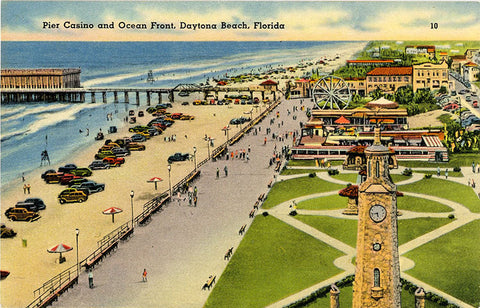 Daytona Beach Florida Pier Casino & Ocean Front Vintage Postcard
