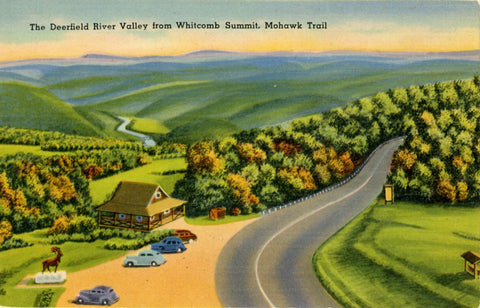 Deerfield River Valley from Whitcomb Summit Mohawk Trail Florida Massachusetts 1940s (unused) - Vintage Postcard Boutique