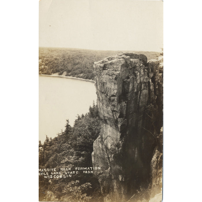 Devil's Lake State Park Wisconsin Massive Rock RPPC Vintage Postcard (unused) - Vintage Postcard Boutique
