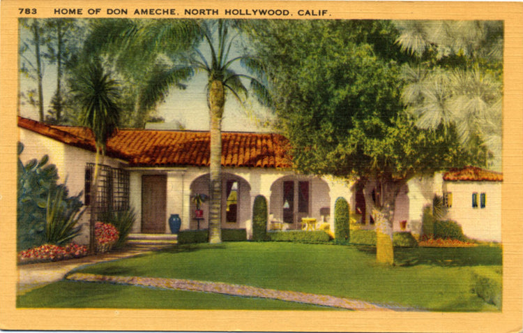 Hollywood California Home of Actor Don Ameche Vintage Postcard - Vintage Postcard Boutique