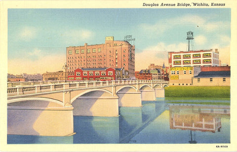 Wichita Kansas Douglas Avenue Bridge Vintage Postcard - Vintage Postcard Boutique