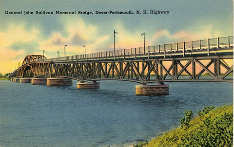 New Hampshire Highway Gen. John Sullivan Bridge Dover-Portsmouth Vintage Postcard (unused)