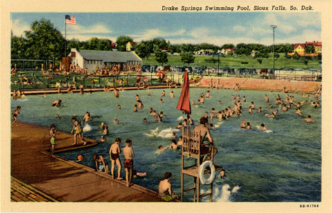 Sioux Falls South Dakota Drake Springs Swimming Pool Vintage Postcard (unused) - Vintage Postcard Boutique
