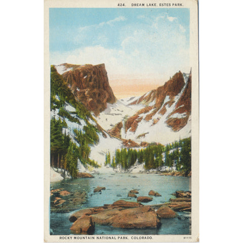 Estes Park Colorado Dream Lake Rocky Mountain National Park Vintage Postcard 1927 - Vintage Postcard Boutique