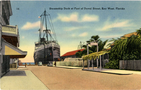 Key West Florida Steamship Dock at Foot of Duval Street Vintage Postcard (unused) - Vintage Postcard Boutique