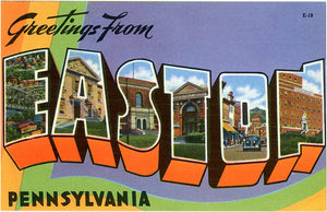Easton Pennsylvania Large Letter Vintage Postcard 1940s (unused) - Vintage Postcard Boutique