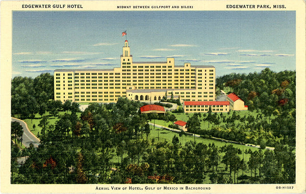 Edgewater Park Mississippi Edgewater Gulf Hotel Vintage Postcard 1942