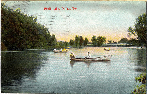 Dallas Texas Exall Lake Boating Scene Vintage Postcard 1908 - Vintage Postcard Boutique