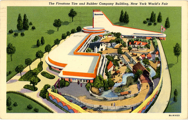 New York World's Fair Firestone Tire & Rubber Building NYC Art Deco Vintage Postcard 1939 - Vintage Postcard Boutique
