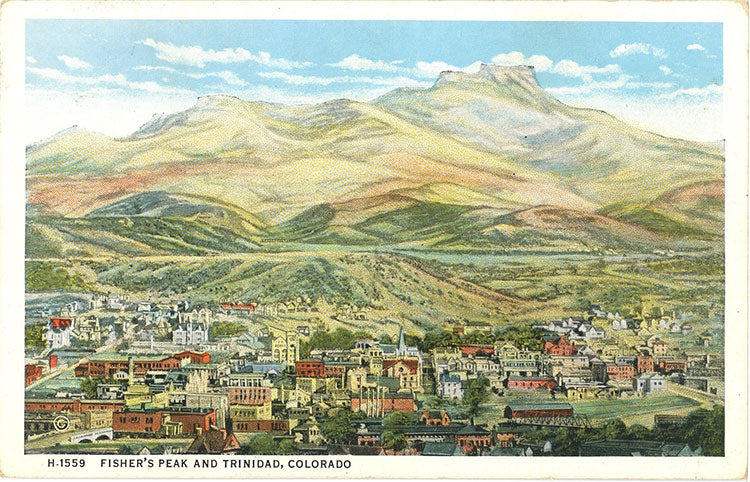 Trinidad Colorado Fisher's Peak Vintage Postcard Fred Harvey (unused)