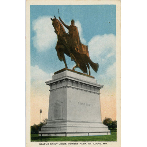 St. Louis Missouri Forest Park Statue French King Louis IX Vintage Postcard 1917 - Vintage Postcard Boutique
