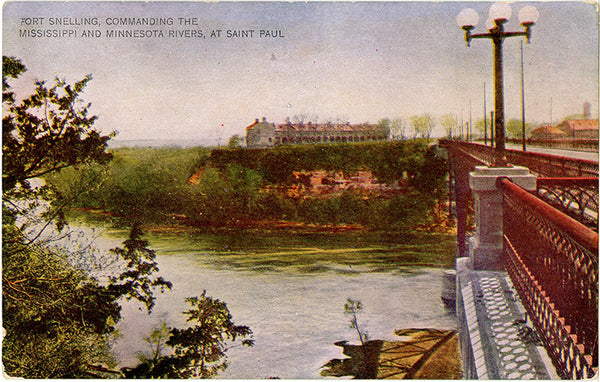 Saint Paul Minnesota Fort Snelling Mississippi River Vintage Postcard circa 1910 (unused)