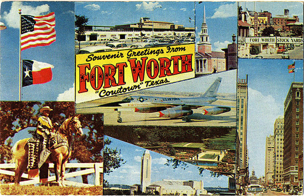 Fort Worth Texas Cowtown Greetings Vintage Postcard 1959 - Vintage Postcard Boutique
