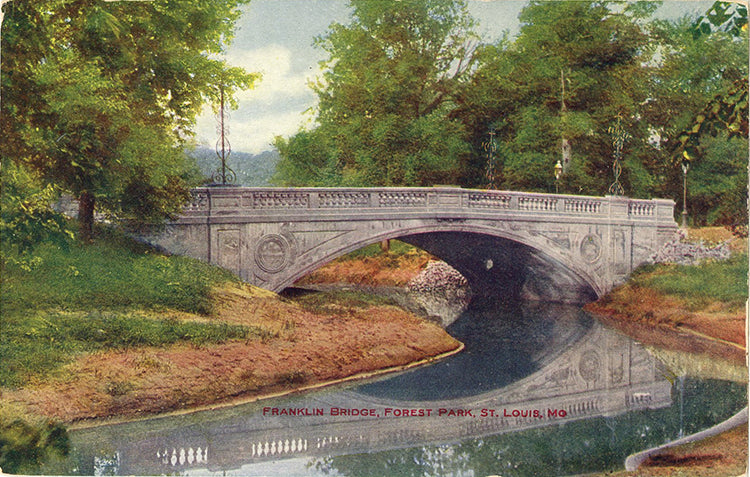 St. Louis Missouri Forest Park Franklin Bridge Vintage Postcard circa 1910