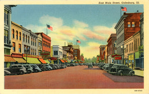 Galesburg Illinois East Main Street 1940s Vintage Postcard (unused) - Vintage Postcard Boutique