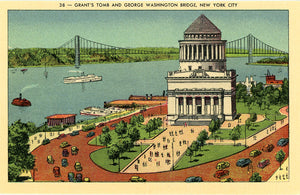 Grant's Tomb & George Washington Bridge New York City NYC Vintage Postcard (unused)