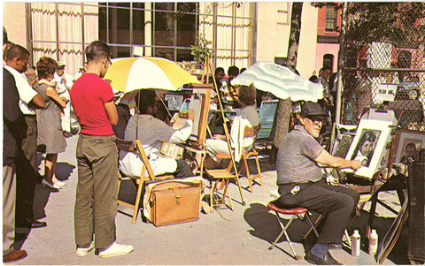 Greenwich Village Artists New York City Vintage Postcard circa 1950s (unused)