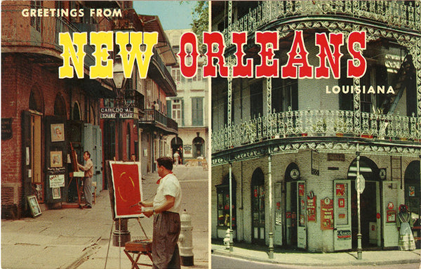 New Orleans Louisiana Greetings Vintage Postcard 1950s (unused) - Vintage Postcard Boutique
