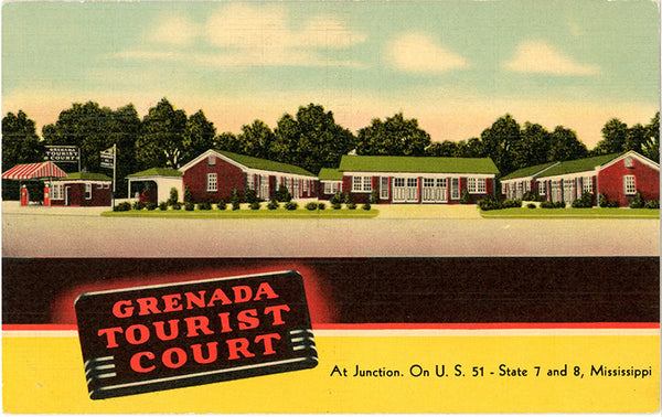 Grenada Mississippi – Grenada Tourist Court Motel Vintage Postcard 1950 - Vintage Postcard Boutique