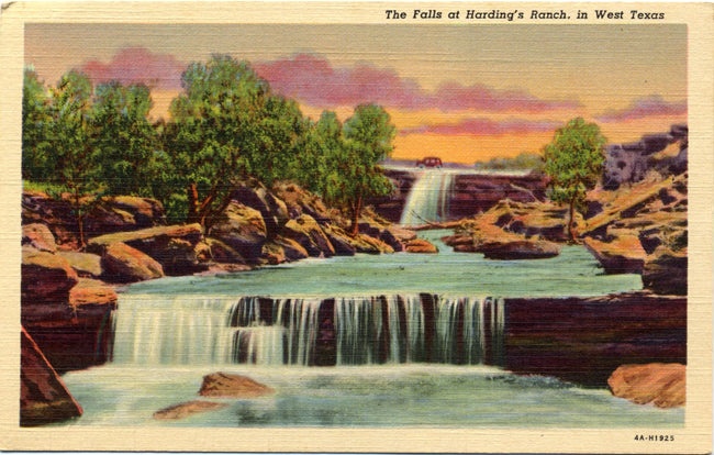 Falls at Harding's Ranch in West Panhandle Texas Vintage Postcard (unused) - Vintage Postcard Boutique