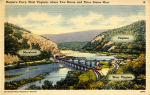 Harper's Ferry West Virginia Maryland Virginia Where Two Rivers Three States Meet Postcard (unused) - Vintage Postcard Boutique