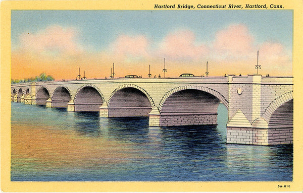 Hartford Bridge Connecticut River Vintage Postcard 1920s (unused)