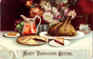 Hearty Thanksgiving Meal Vintage Holiday Postcard - Embossed 1908 - Vintage Postcard Boutique