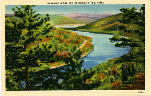 Henhawk Ledge & Kennebec River near Bingham Maine Vintage Postcard (unused)