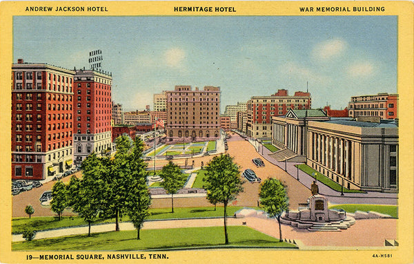 Memorial Square Andrew Jackson Hotel Nashville Tennessee Vintage Postcard (unused) - Vintage Postcard Boutique