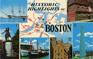 Historic Boston Massachusetts Map Multi View Vintage Postcard (unused)